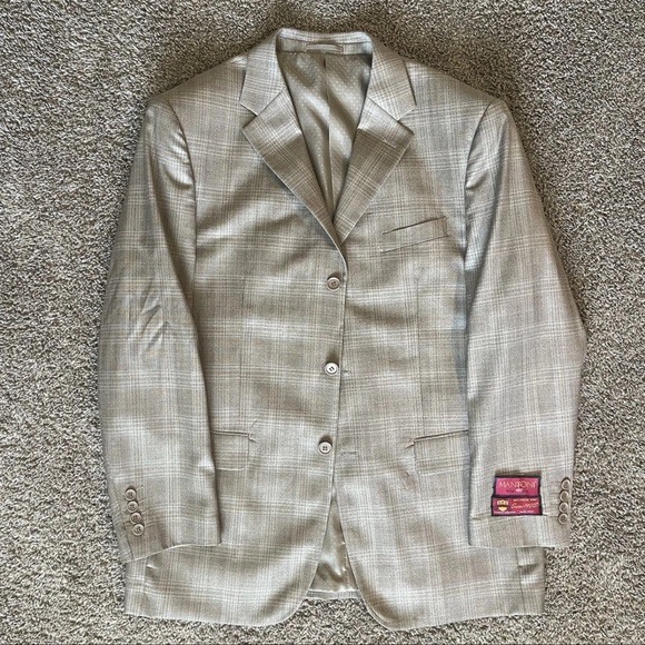 Mantoni Other - Mantoni 100% Virgin Wool Super 140s Jacket Coat Blazer 44R Crème Tan Brown BNWT